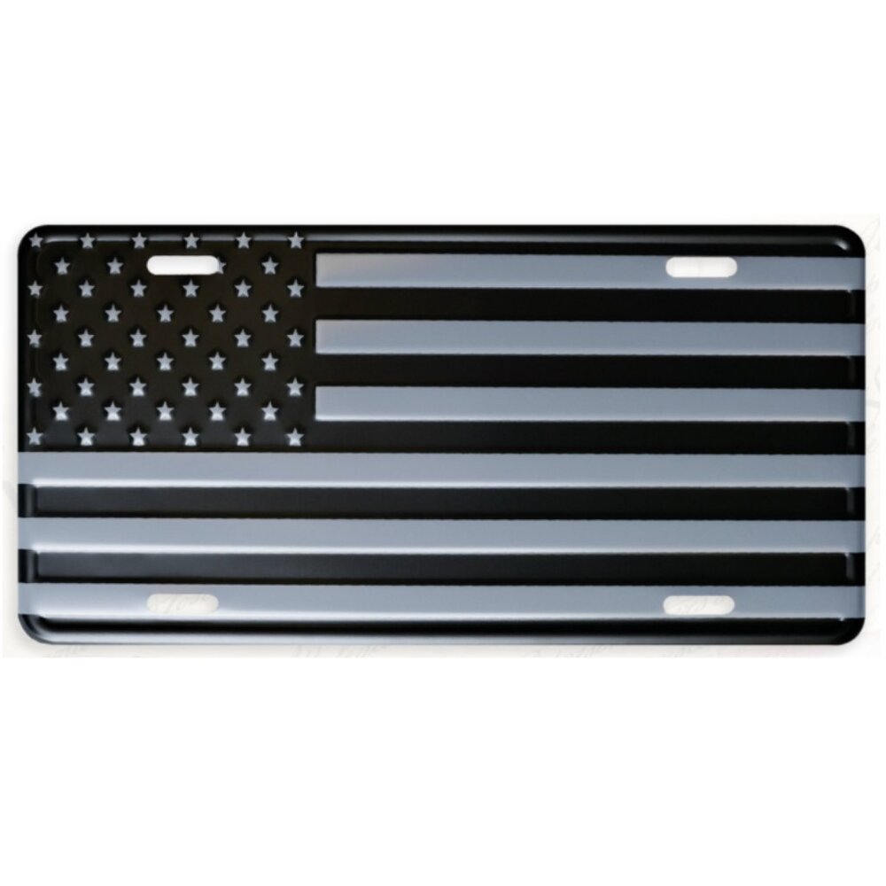 American Flag Patriotic Embossed Aluminum Automotive License Plate